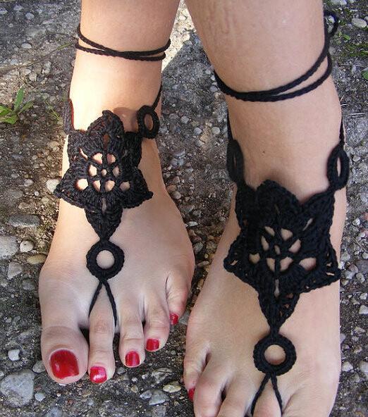 Barefoot Sandals, Nude shoes, Foot Jewelry, Wedding, Victorian Lace, Sexy,