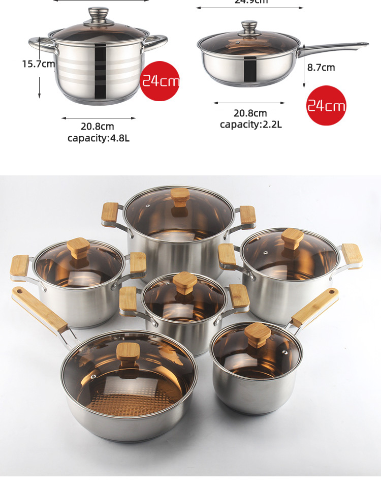 Amazon TOP Seller 12 PCS Cooking Pot Set Non Stick Sauce Pan Milk Pot Frying Pan Deep Cookware Set For Kitchen