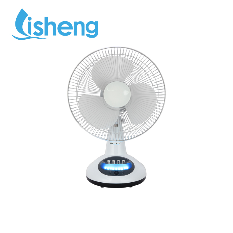 Hot sale good price solar 12 inch rechargeable table fans with LED light