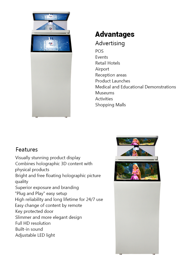 32 inch touchscreen 3d hologram display with lcd display panels