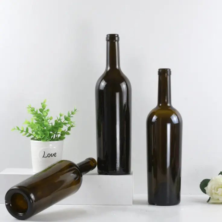 Glass Collar Engraved 187ml Gin Whisky Bottle for Wine 750ml Decal Surface Handling