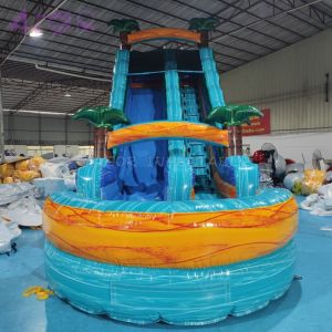Custom Inflatable Waterslide Palm Tree Bouncy Water Slide PVC Inflatable Slide