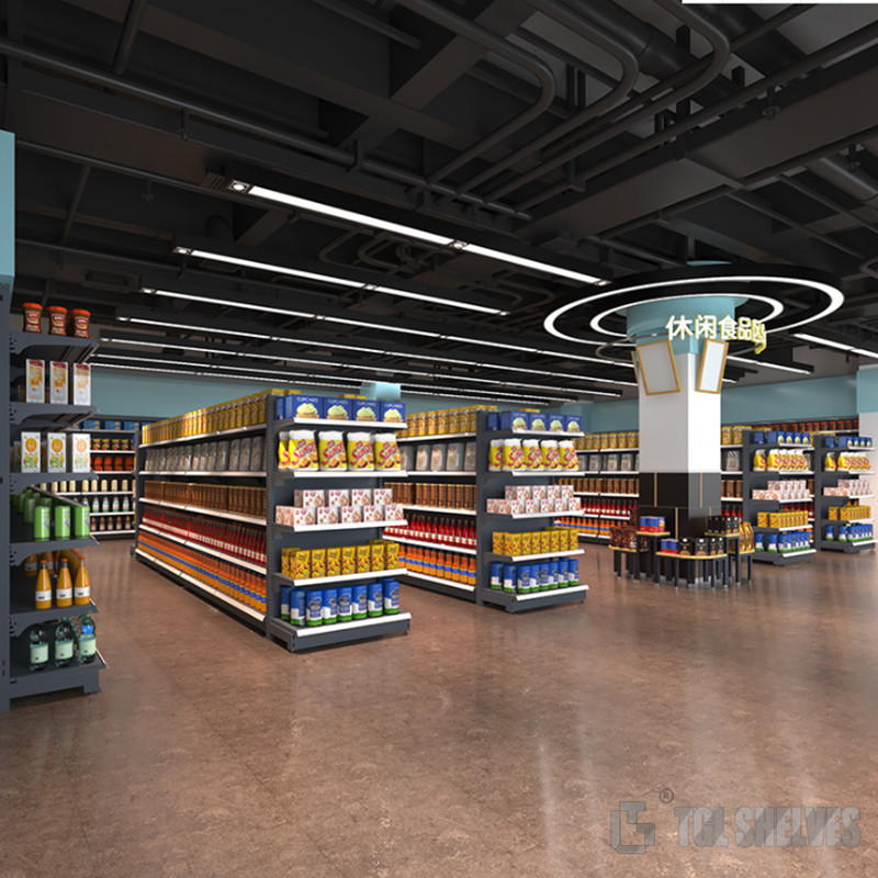 Cold Rolled Steel Supermarket Shelf Rack Gondola Morden economic Style