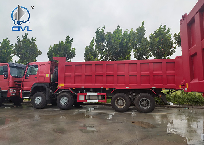 Red Color Tipper Commercial truck 8x4 Dump Trucks 40T RHD Low Fuel Consumption howo dumper truck