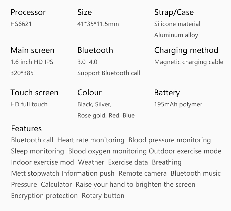 1.6inch Fit Band Watch W13+ Smart Smartband 320*385 App For Iphone 7 8 9 X Pro Series 6