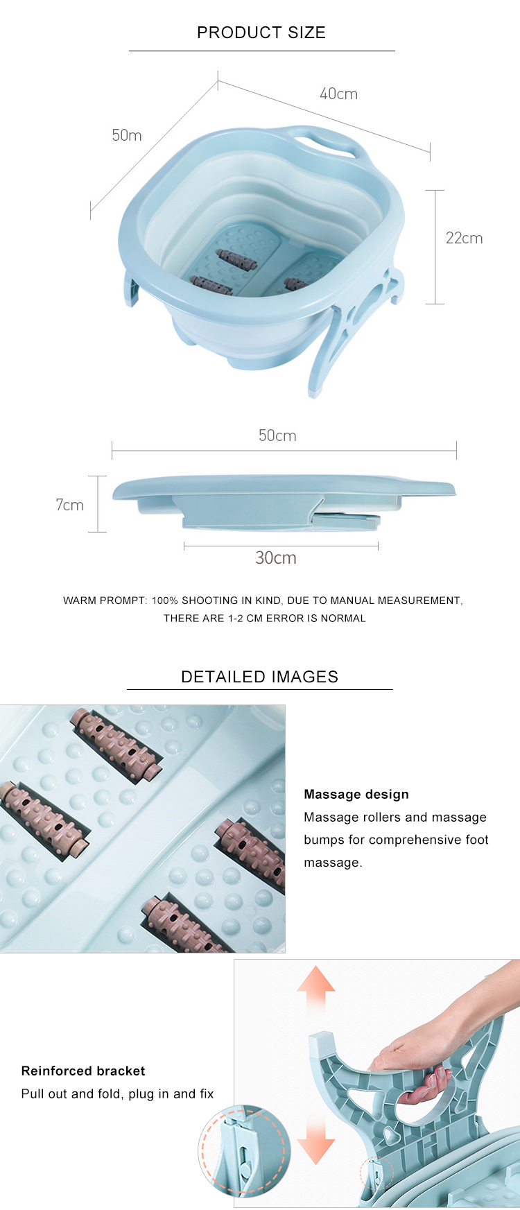 1KG Portable Plastic Foldable Foot Massage Bucket