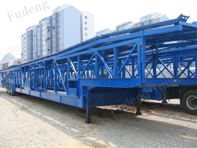 2 / 3 Axles Hydraulic Car Carrier Trailer 8 To 24 Sets Mechanical Suspension
