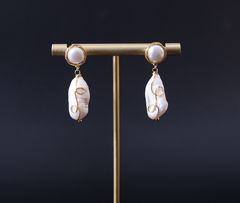 Vintage Circle Earrings For Women Irregular Baroque Pearl Earring Natural Baroque Pearl Earring Jewelry Set Gift