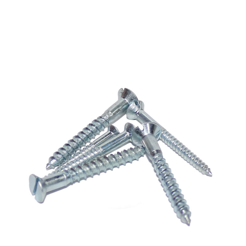 Zinc Plated Steel Slotted Flat Head Wood Screws Slotted Furniture Tapping Screws