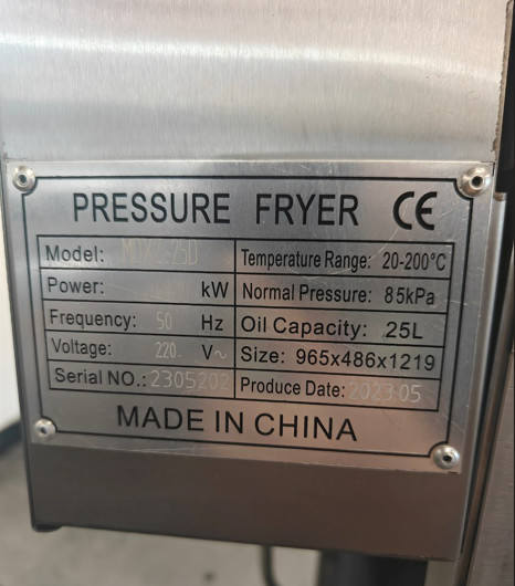 25D Compute Panel Without Filtration Gas & Electric Heating Chicken Pressure Fryer