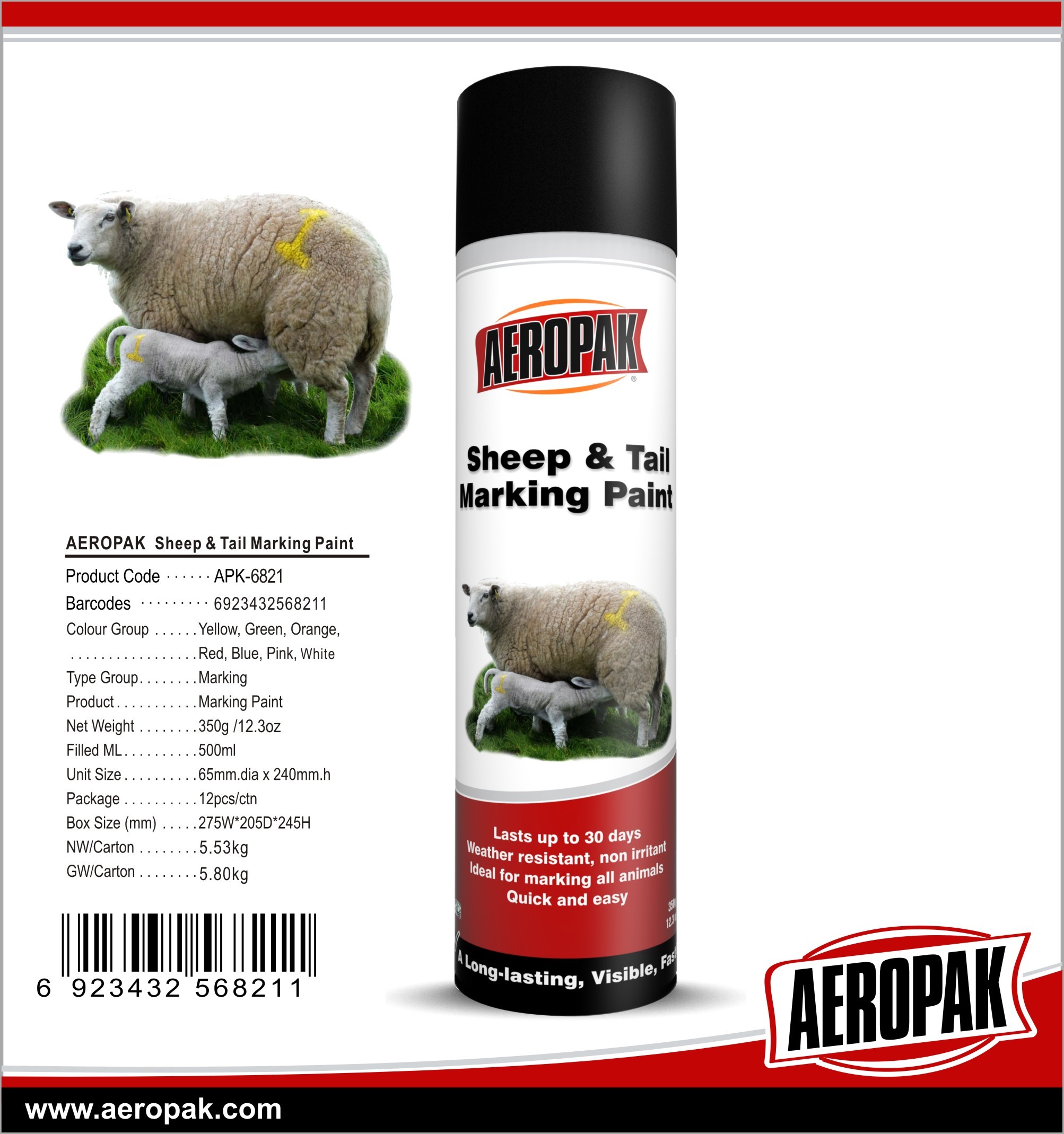 Eco Friendly Marking Spray Paint , Fast Drying Pig / Cattle / Sheep Marking Paint