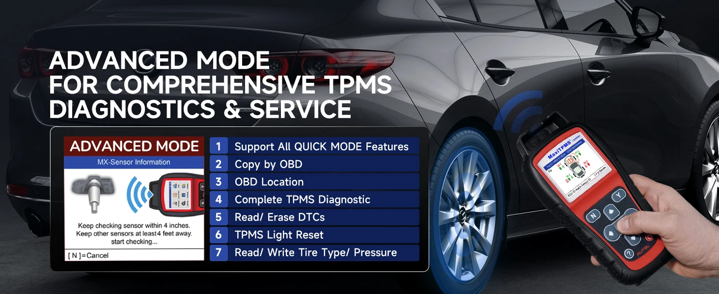 Autel MaxiTPMS TS508WF WiFi TPMS Diagnostic Tool Program MX-sensors, Read/Clear DTCs OBD2 TPMS Relearn Tool Free Update PK TS508