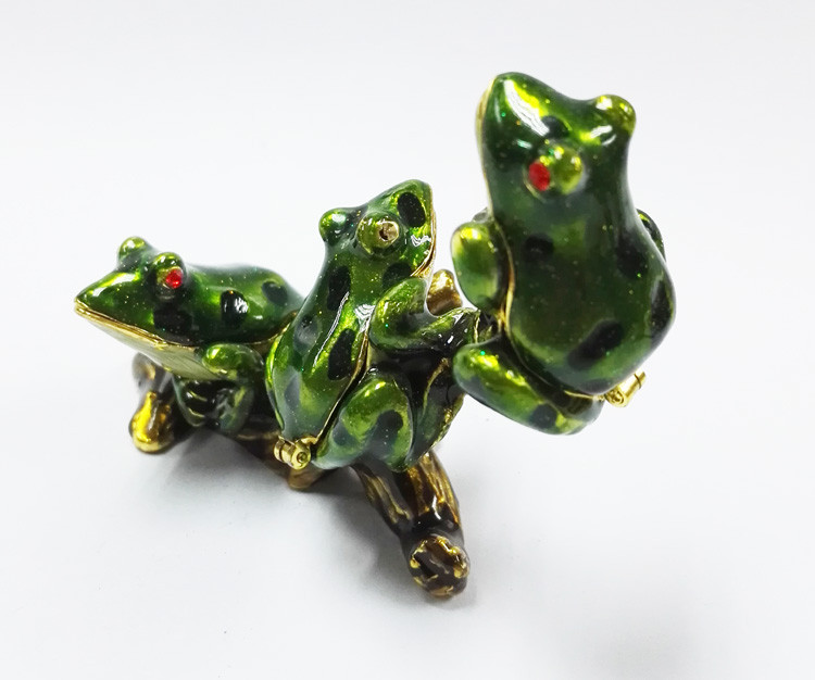 Metal frog trinket box Small Metal Trinket Box-Green Frog Metal Trinket Box