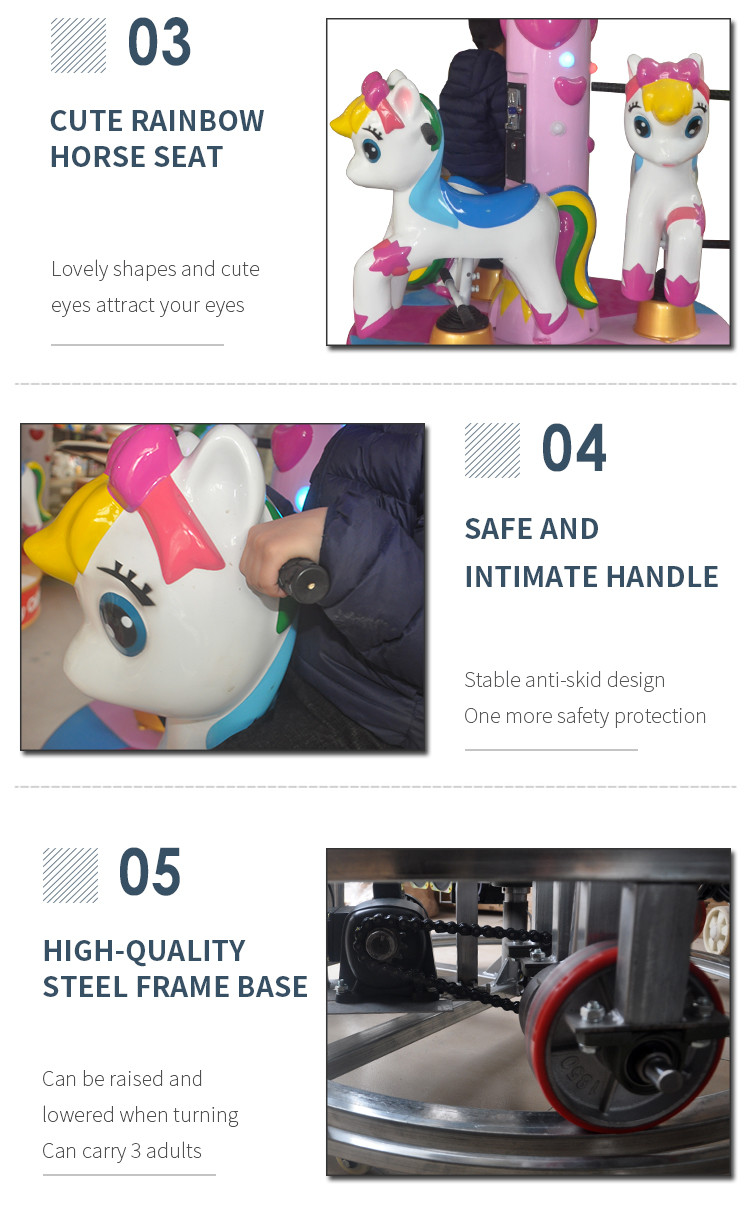 Attractive 3 Seats Mini Fairground Rides Small Carousel Merry Go Round For Shopping Mall