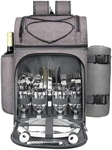 Hap Tim Picnic Backpack Cooler for 4 Person with Insulated Leakproof Cooler Bag,