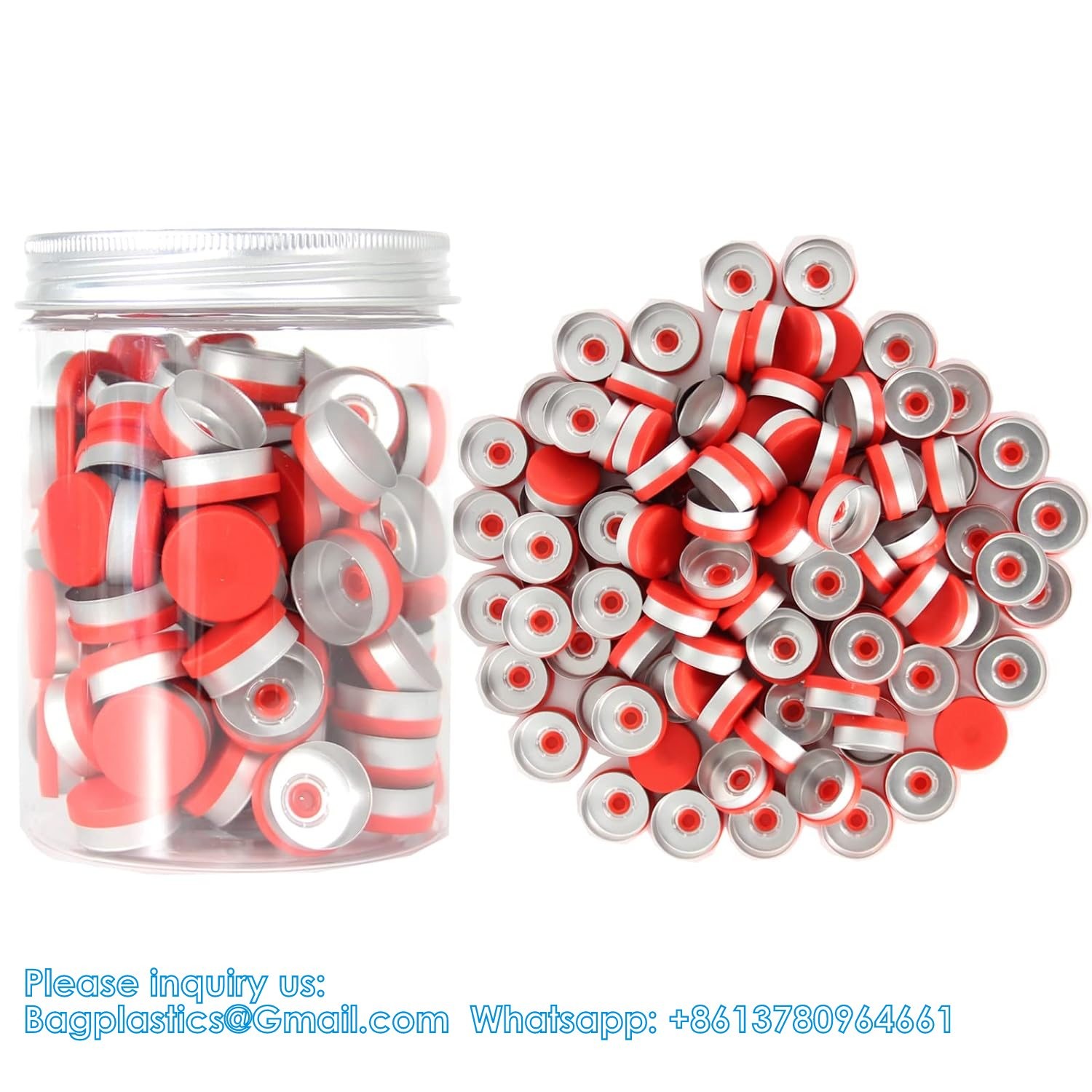 20mm Flip Top Caps Aluminum-Plastic Black Caps for Glass Vial Crimp Caps with White PTFE and Red Silicone Septa
