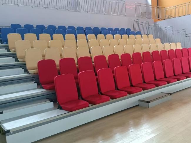 Foldable Telescopic Bleacher Seating with Foldable Seat Material