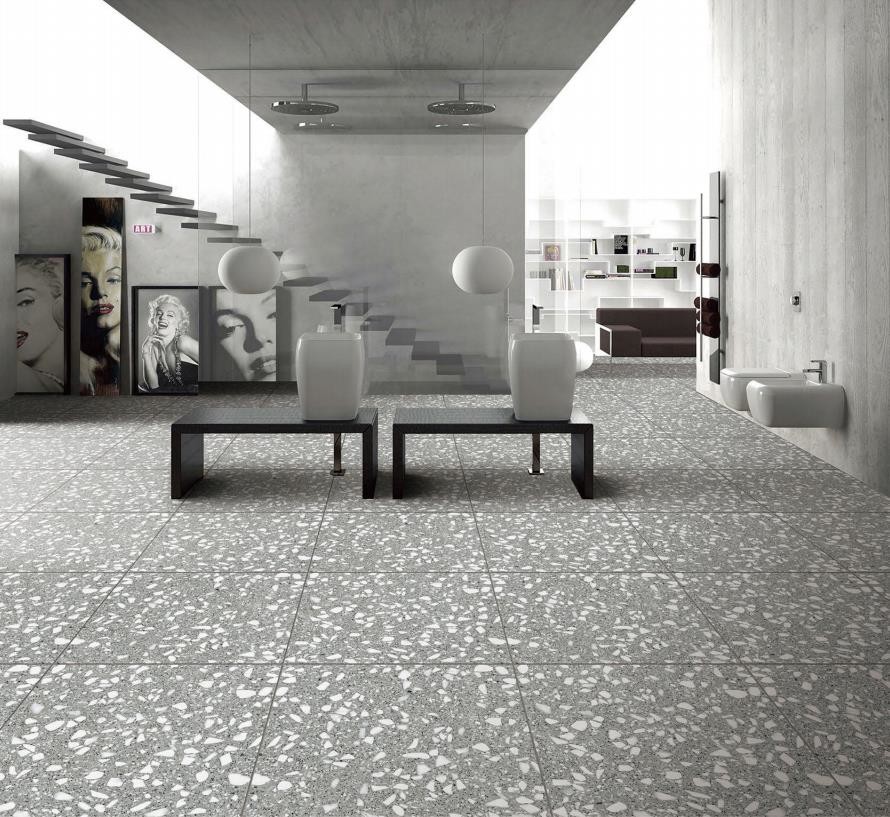 No Fade Tile And Inside Wall 600x600mm Gray Full Body Porcelain Tiles For Shower Design