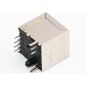 Gold Plating Contact Terminal Shielded SMT RJ45 Connector R / A 50 U" Single