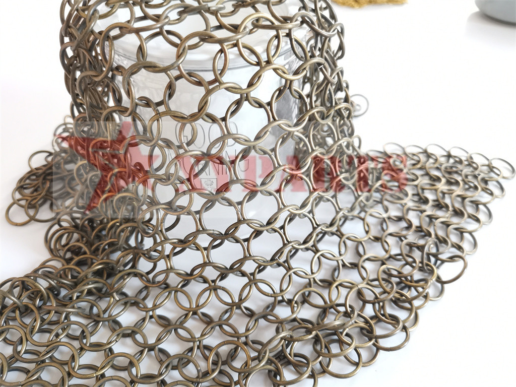 6'' SS Round Cookware Chainmail Scrubber Cleaning Cast Iron Pan