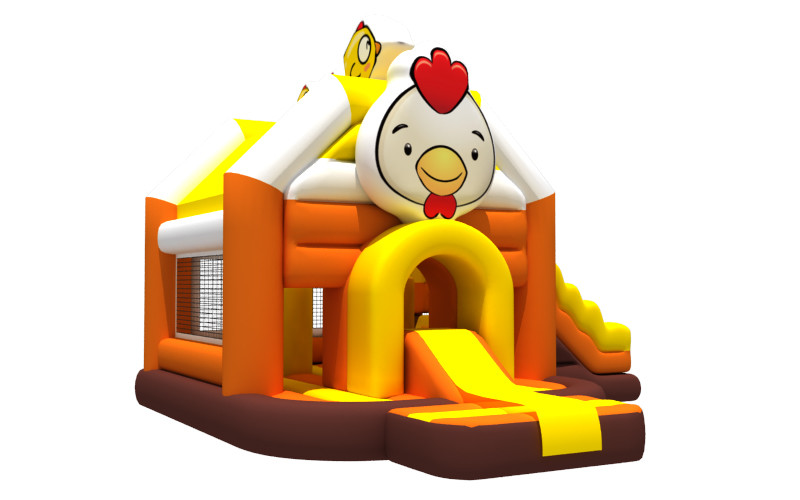 Tarpaulin Chicken Cartoon Inflatable Bounce House Slide Combo Inflatable Playground