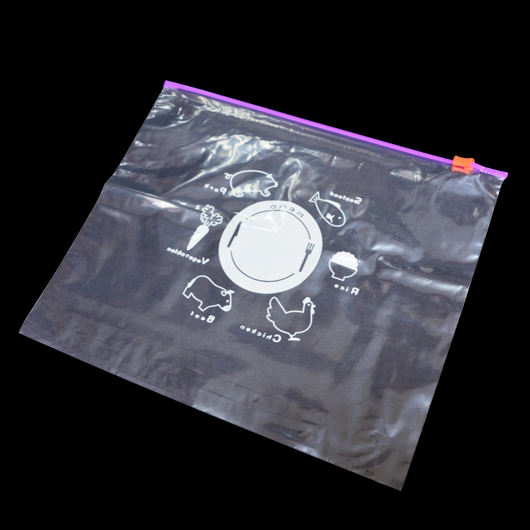 LDPE PE plastic slider zipper bag with white printing for food storage