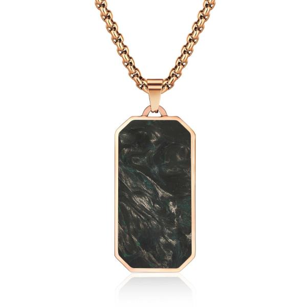 Fashion Forged Carbon Fiber Pendant Gold Green Prayer Choker Men's Necklaces