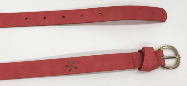 Cutout Flower Handcrafted Leather Belts , Kids Fashion Belts With Zinc Alloy Buckle