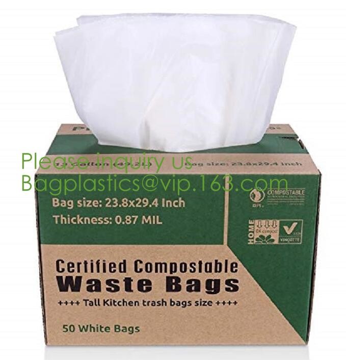 Eco-friendly Roll Compostable Plastic Bag Drawstring Biodegradable Garbage Bags,cornstarch custom compostable biodegrada