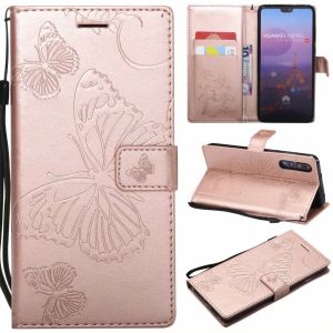 Huawei P20 Pro Embossing 3D Butterfly Leather Bracket Stand Wallet Case with