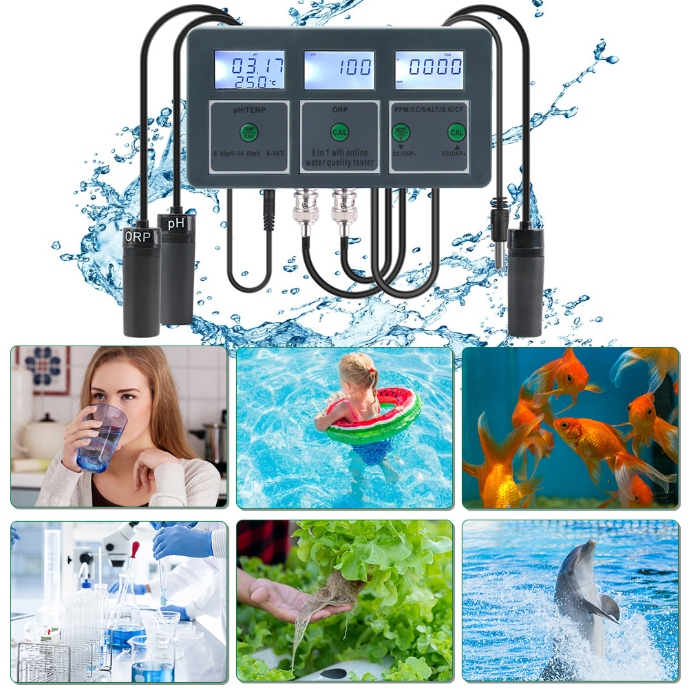 Tuya Wifi Online Water Quality Detector PH ORP EC TDS SALT S.G CF Temper
