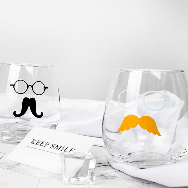 Clear Lead-Free Crystal Stemless Wine Glass With Pineapple Decoration Custom Glass