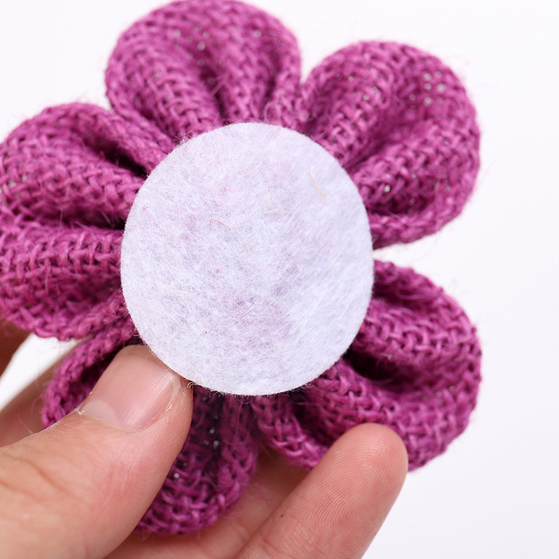 8cm Burlap Ribbon Flowers Diy Orange Black Jute Rope Flower