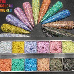  Curl Fish Scale Solvent Resistant Glitter Holo Laser Color Nail Decoration Glitter Manufactures