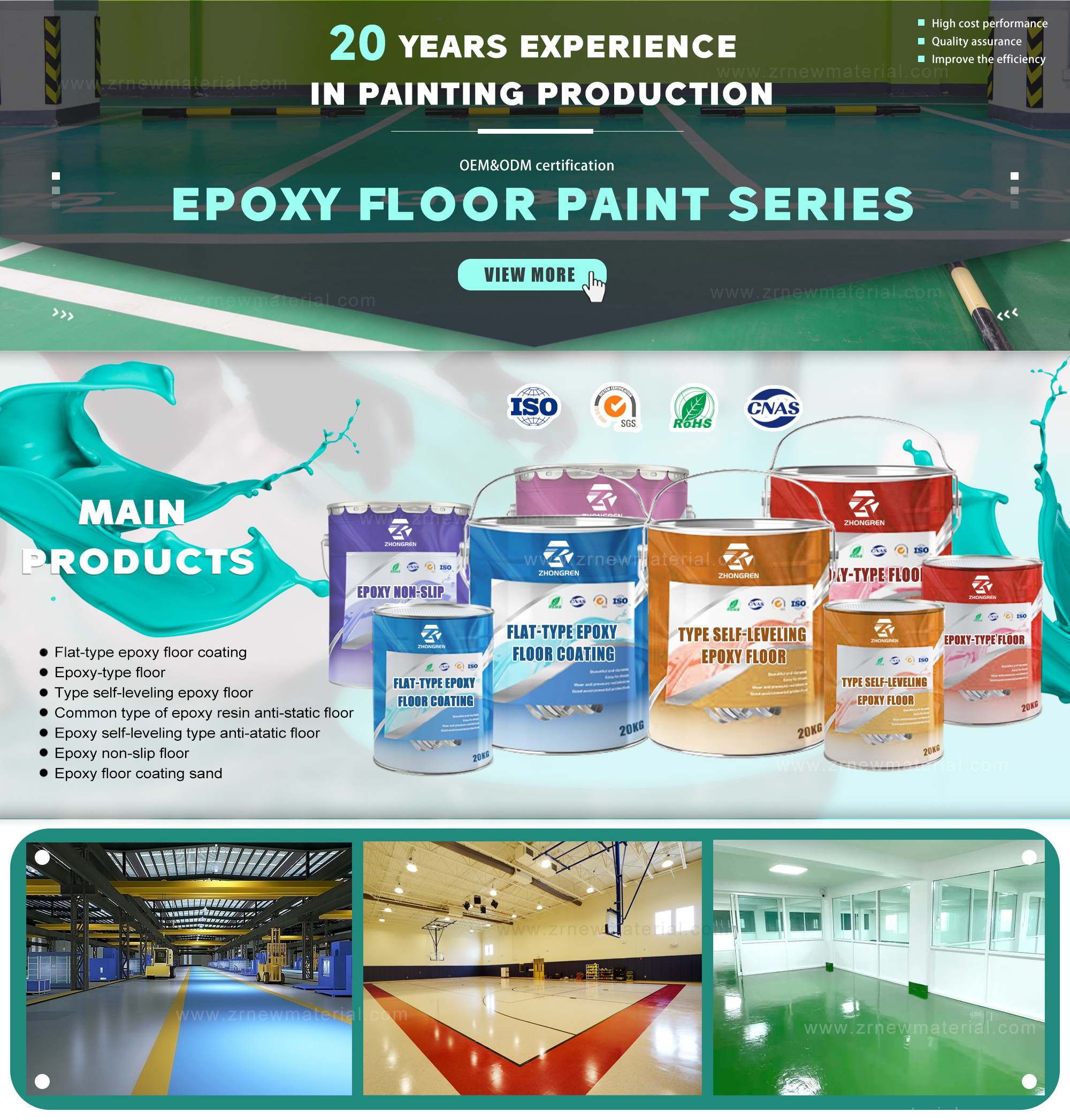 Two Components Flat Floor Paint Workshop Floor Epoxy Coating Wear Resistant