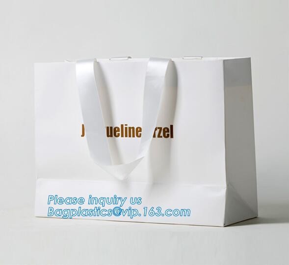 Luxury paper bags with handles Different Sizes,250gsm art paper shopping carrier bag custom printing with handle rope