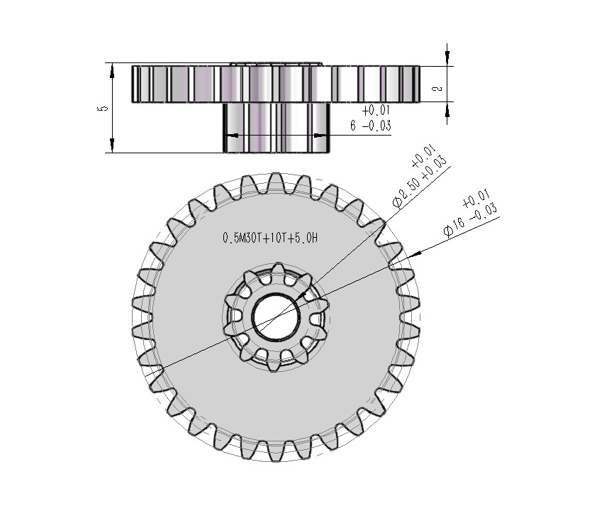 0.5 Modulus Double DC motor Gear 10 Teeth Plus 30 JGY-370 Gear