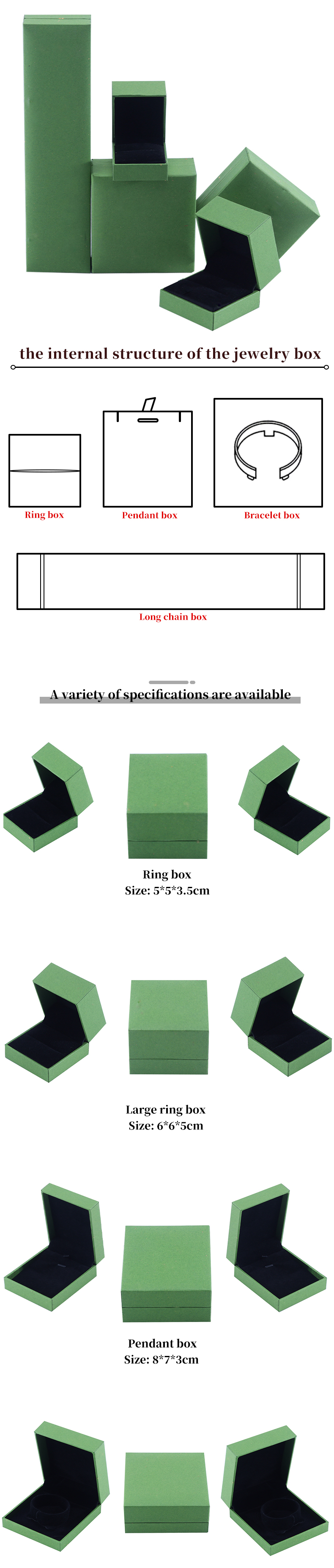 Custom Branded Velvet Paper Jewelry Box Filled Leather Jewelry Packaging case