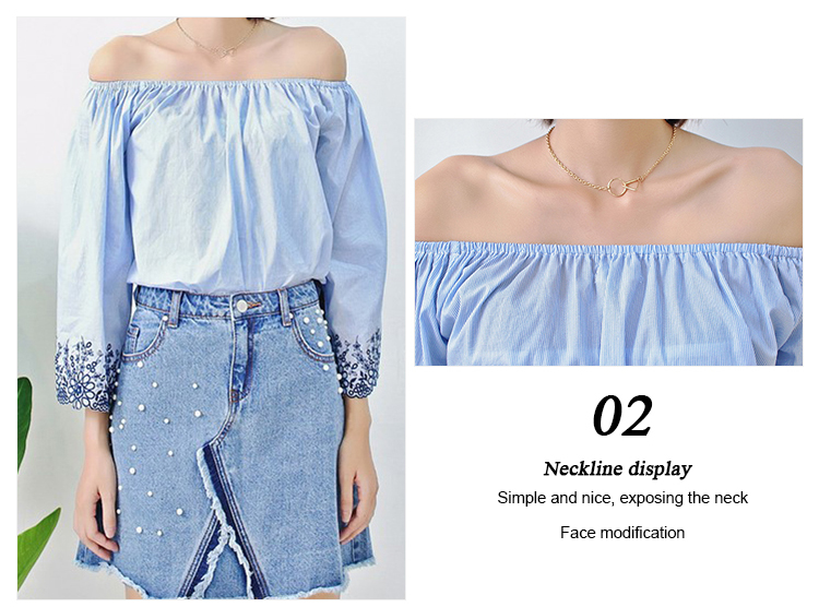 Fashionable Floral Off Shoulder Ladies Denim Top , Off Crop Sexy Denim Blouse