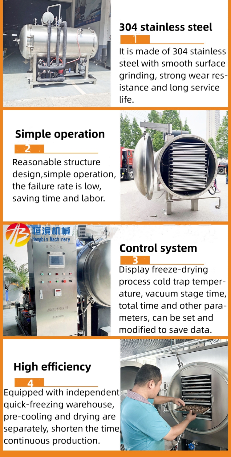 200kg/Batch Capacity Vacuum Freeze Dehydration Machine For Flower And Candy Freeze Dryer