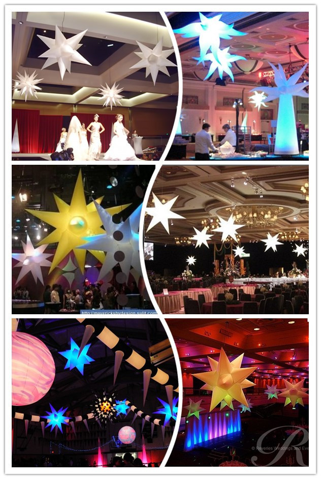 Various Party Decoration Stars Crooked Inflatable Star with Lights