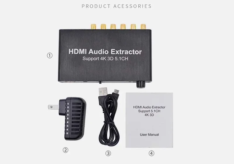 HDMI to 3.5mm RCA Analog Audio Converter Extractor Decoder Amplifier for PS4 DVD 5.1 Channel Sound Splitter Private Mold