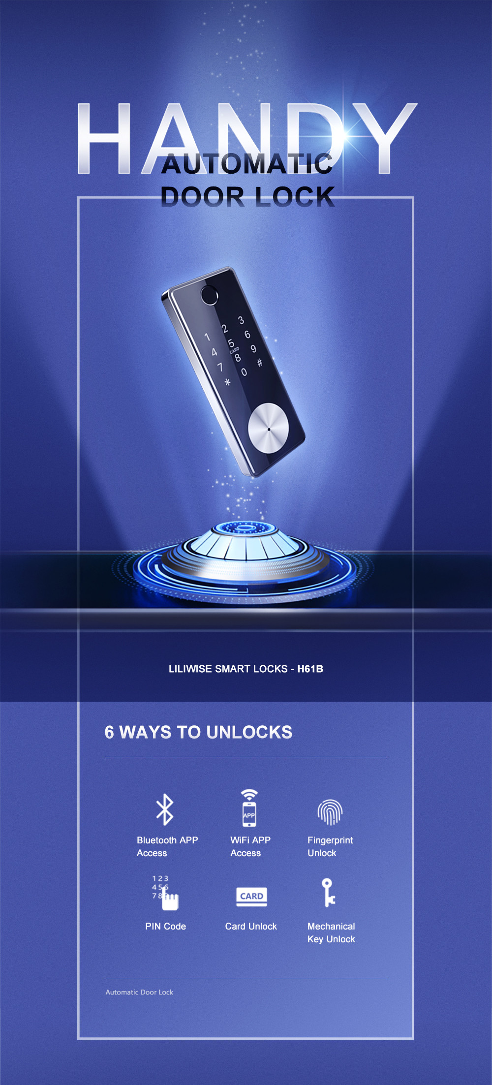 American Standard Bluetooth Door Lock Data Entry Work For Home Use