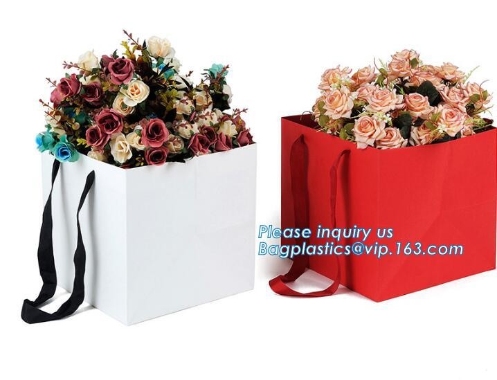 Customized Red Printed Kraft Paper Shopping Bag with Ribbon Handles and Bowknot,Kraft Paper Shopping Bag with Kinds off