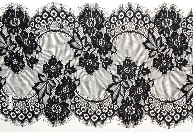 french lace fabric/eyelash lace fabric/black lace/Swiss Voile Chantilly Lace