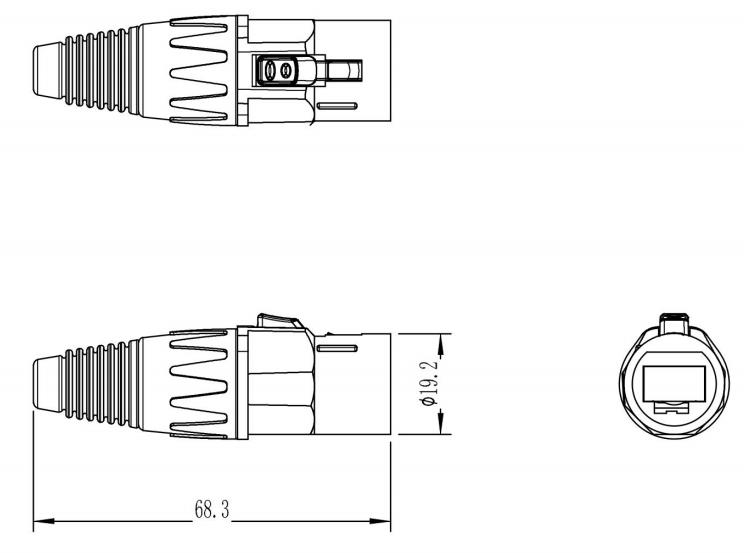 IP65 IP67 Waterproof Ethernet Chassis Connector Male Metal Button Socket