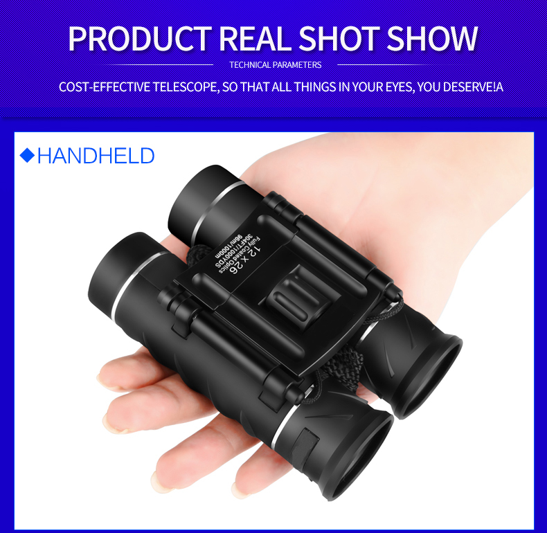 12X26 Day Night Vision Binoculars Opera Glasses Compact Folding Travel Mini Size