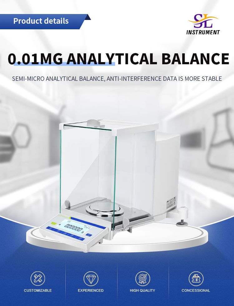 Accurate 0.1mg/0.01mg Dual Range Analytical Balance with Linear Error of ±0.1/±0.05mg