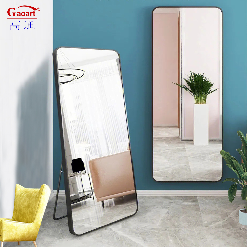 Fashion Bathroom Furniture Full Length Beveled Sticker Mirror with Customized Size