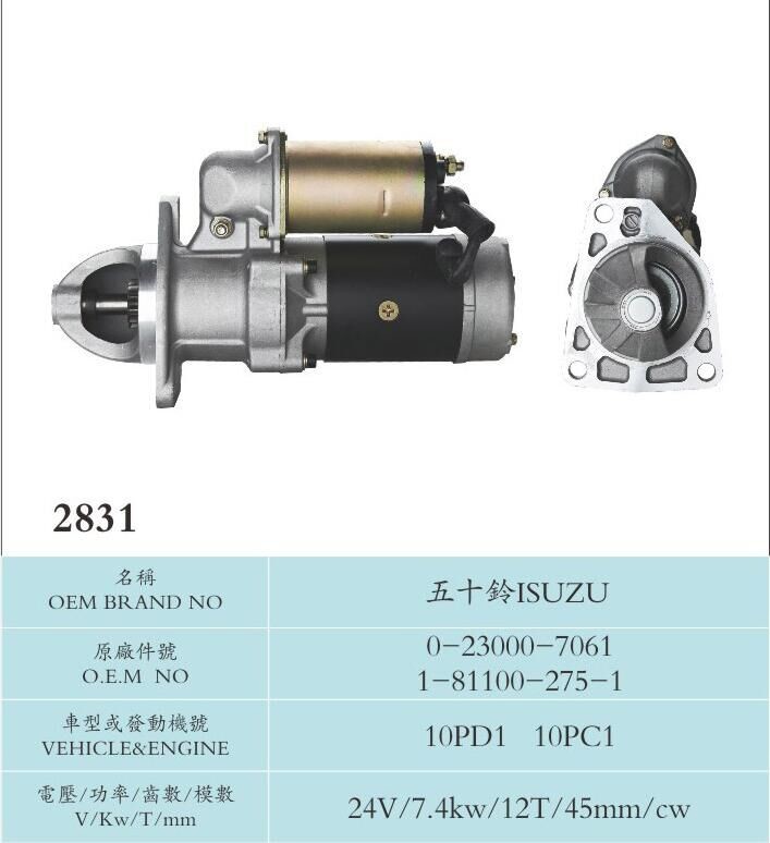 Nikko Starter Motor Copper Material Isuzu 0-23000-7061 1-81100-275-1 10PD1 10PC1
